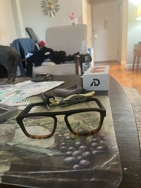 Men's Two-Tone Black and Brown Square Frame Glasses ROKA ESTACIO NEVER WORN